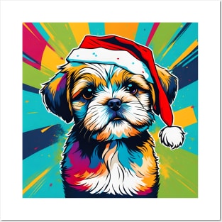 Shih Tzu Wearing A Santa Hat Pop Art Puppy Posters and Art